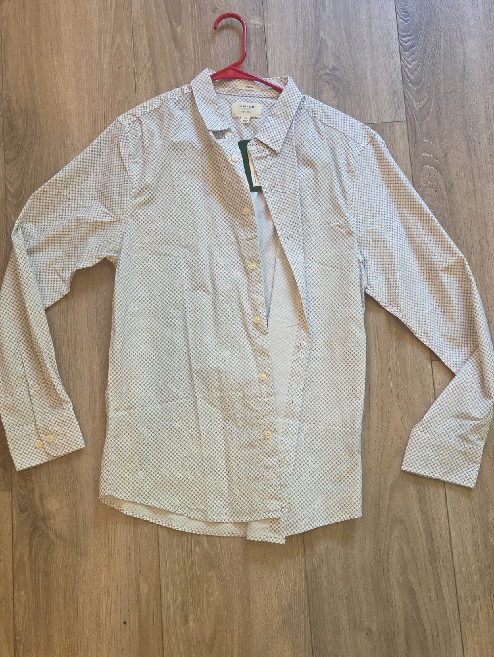 Men's Casual Button-Down Shirt in White with Micro Pattern